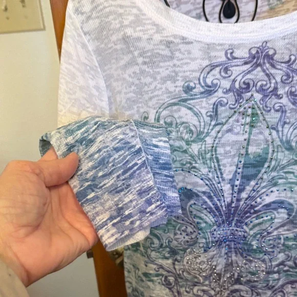 🐲🐲🐲BOGOHO🐲🐲🐲Cato Women's Long Sleeve Top with Purple and Teal Accents-22/24 - Picture 6 of 10